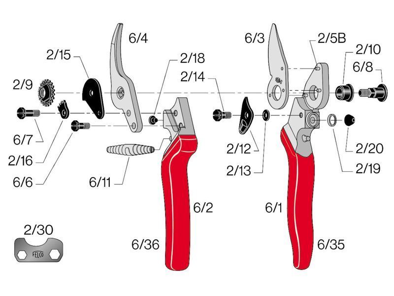 Сменная деталь Felco 6/4 Premium SE (опорное лезвие с винтом для секатора Фелко 6 Premium SE) 1210014002022 фото
